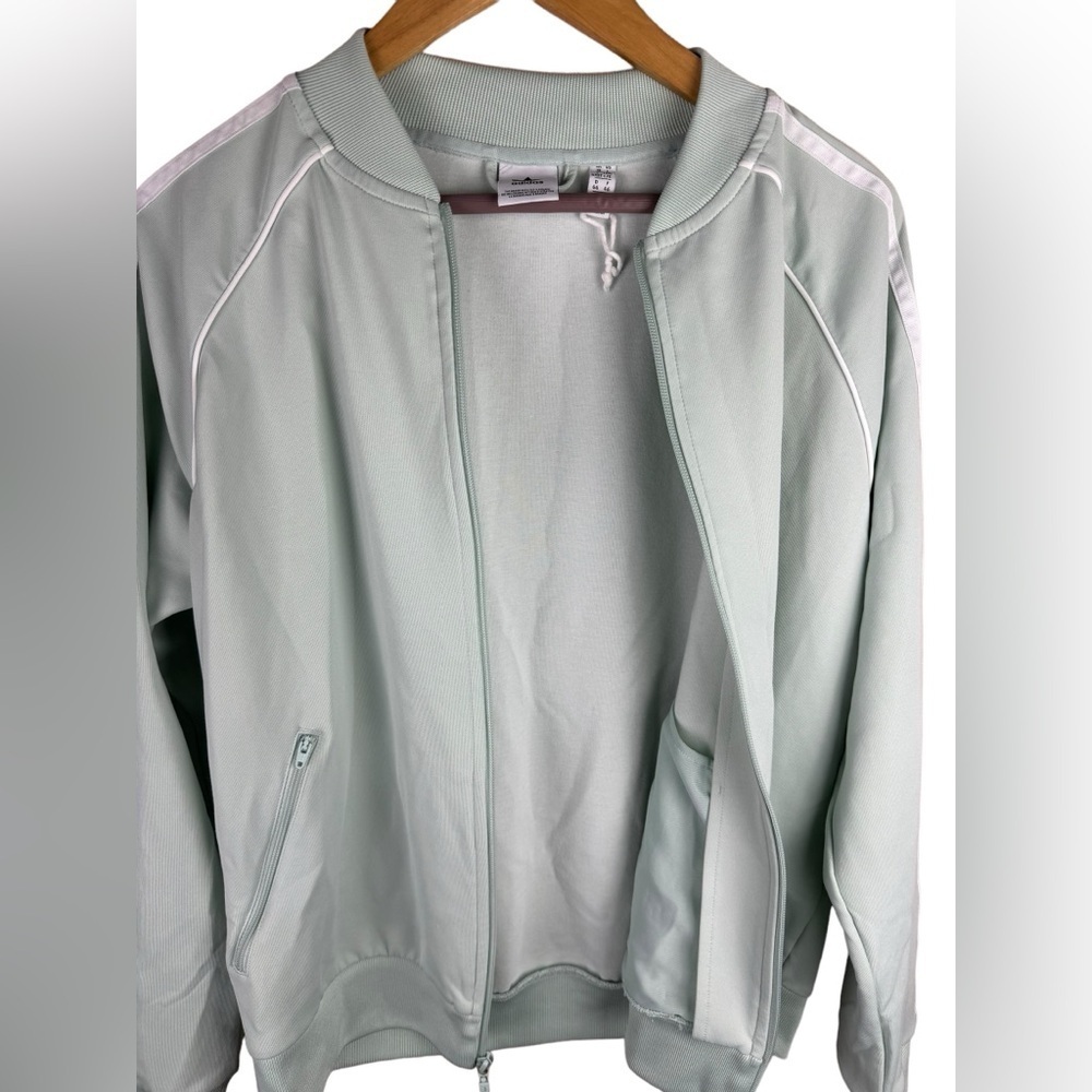 Adidas Originals mint Vapgreen Women Track Jacket White Stripe Zip up Large NWOT - Picture 4 of 9